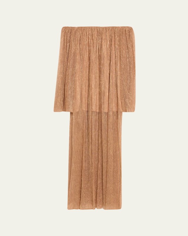 Corinthia Metallic Off-Shoulder Gown